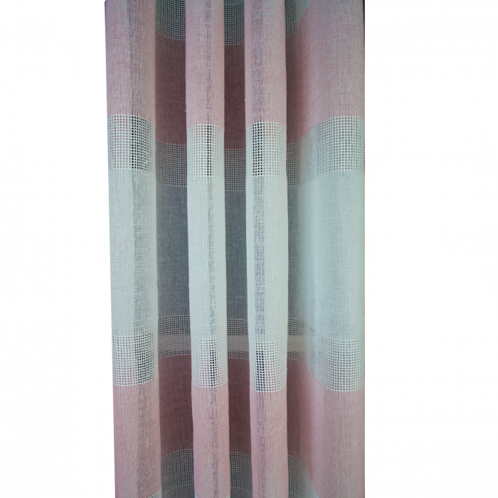 Perdea Velaria, in alb cu dungi roz, 200x230 cm [3]