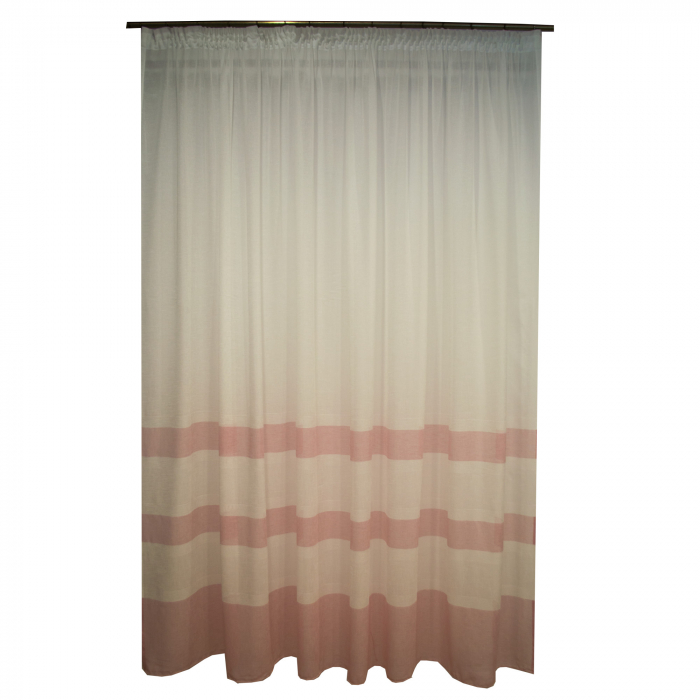 Perdea Velaria, in alb cu dungi roz, 200x230 cm [1]