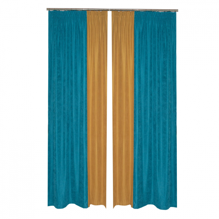 Set draperii turcoaz cu parte mustar, 2x150x240 cm [3]