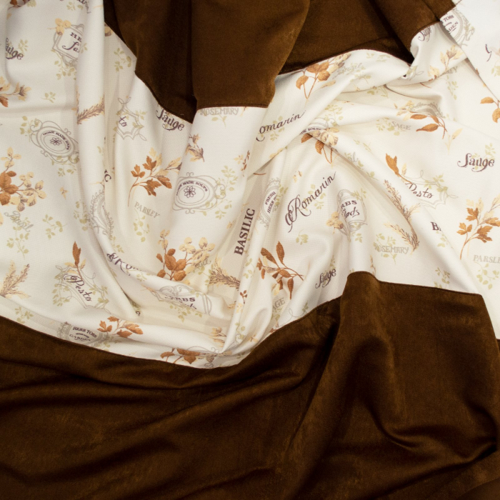 Set draperii Velaria, maro cu model ierburi italiene, 2*130x250 cm [2]