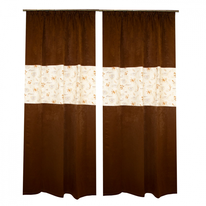 Set draperii Velaria, maro cu model ierburi italiene, 2*130x250 cm [3]