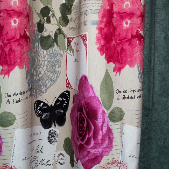 Set draperii floral cu fluturi, 1*120x260 cm [4]