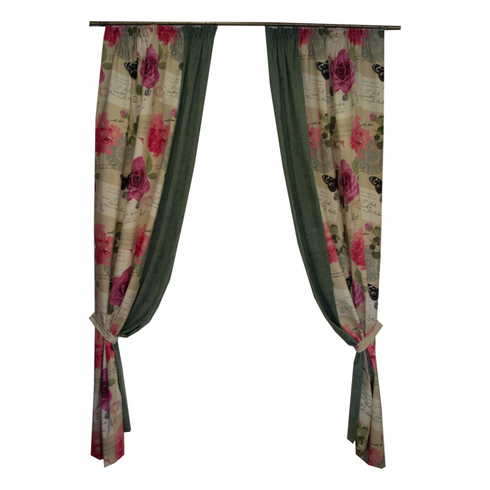 Set draperii floral cu fluturi, 1*160x260 cm [3]