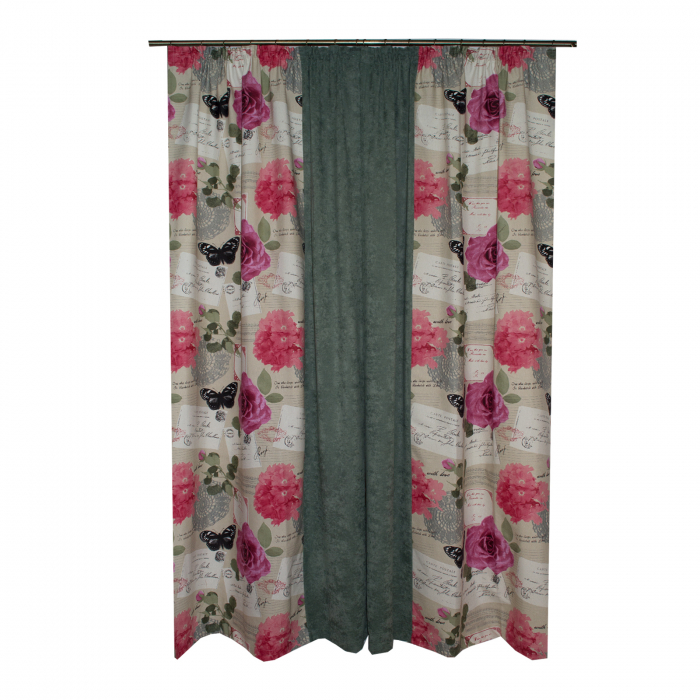 Set draperii floral cu fluturi, 1*160x260 cm [2]