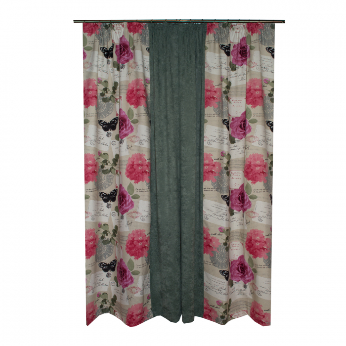 Set draperii floral cu fluturi, 1*120x260 cm [2]