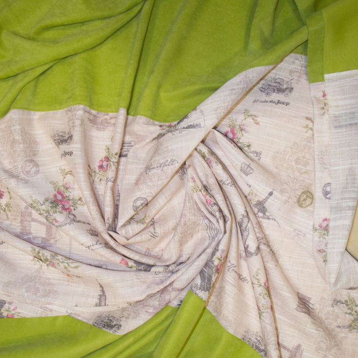 Set draperii Velaria, verde cu imprimeu, 2*130x260 cm [3]