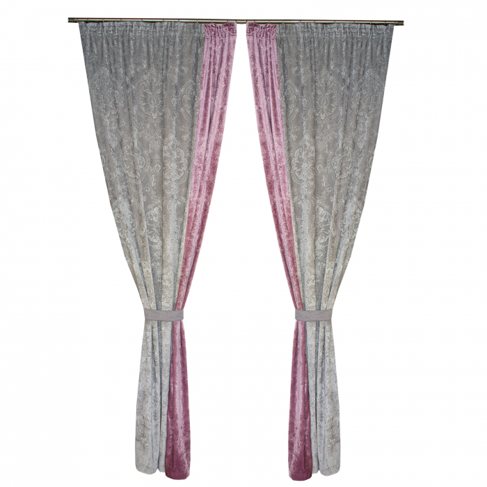 Set draperii chenile gri-mov, 2*140x260 cm [3]
