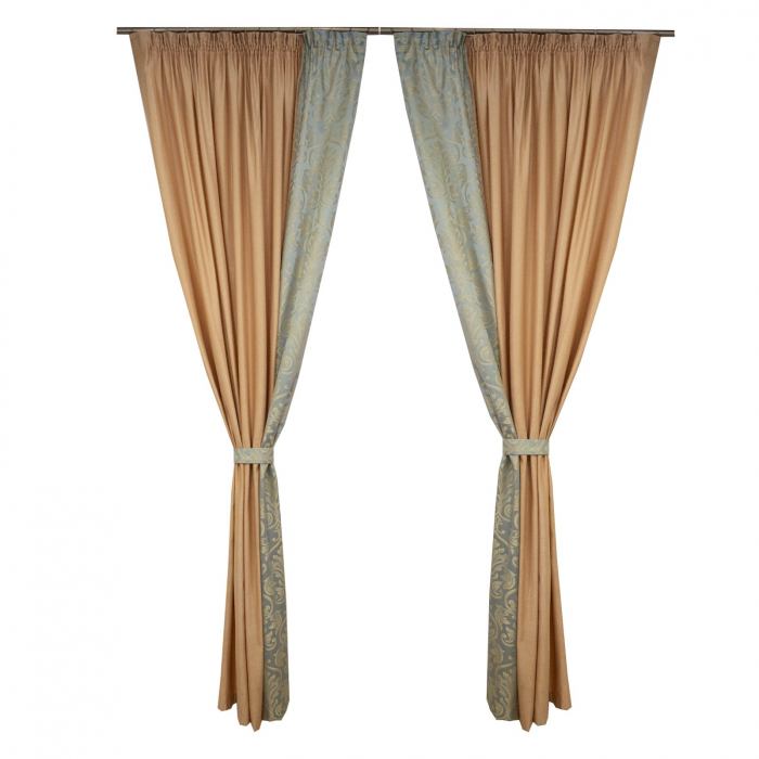 Set draperii bej cu model baroc, 2*180x255 cm [3]