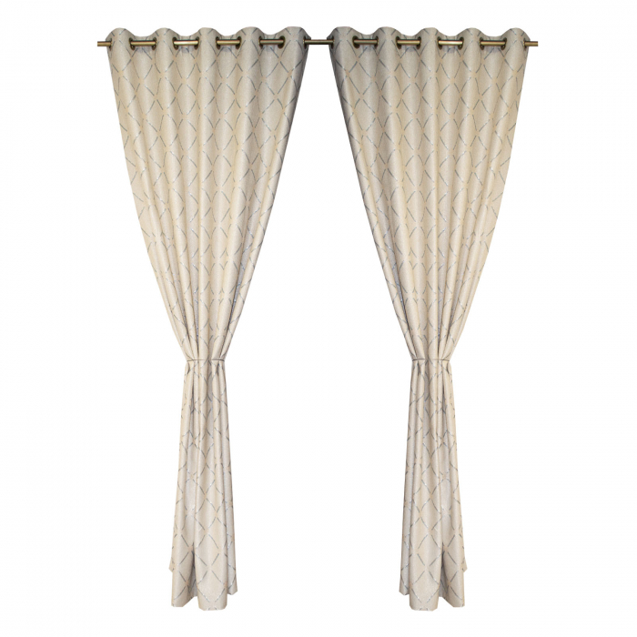 Set draperii tafta bej cu romburi gri cu capse [3]