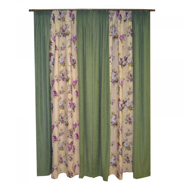 Set draperii Velaria floral mov cu verde, 2x175x245 cm [3]