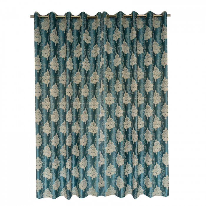 Set draperii Velaria tafta turcoaz cu baroc bej [2]