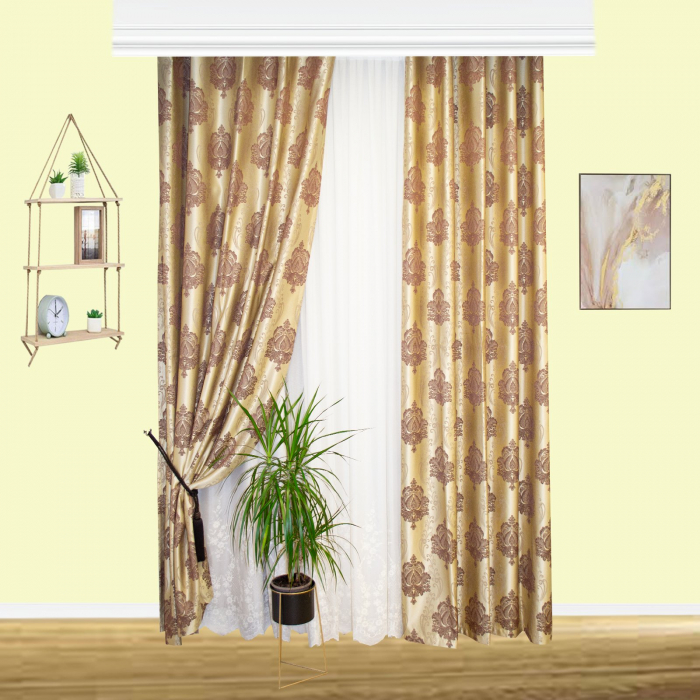 Set draperii Velaria baroc wenge cu rejansa, 2x150x260 cm [3]