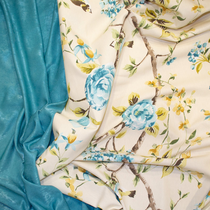 Set draperii Velaria flori turcoaz, 2x170x265 cm [2]