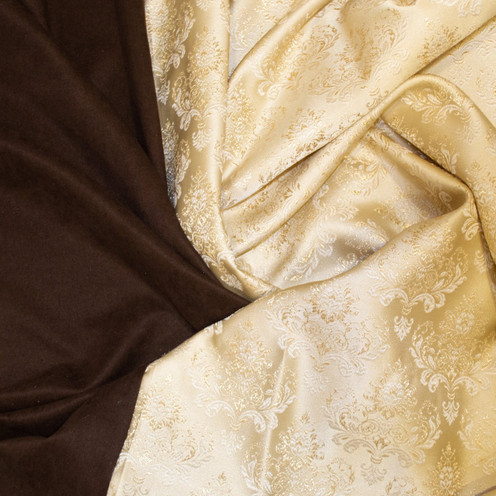 Set draperii Velaria maro cu imprimeu baroc auriu, 2x140x240 cm [2]