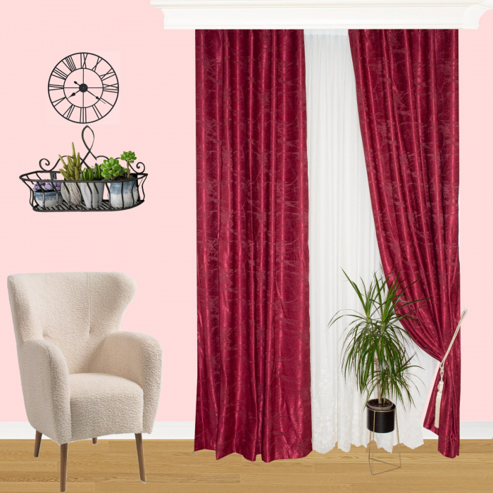 Set draperii Velaria grena cu rejansa, 2x150x260 cm [3]