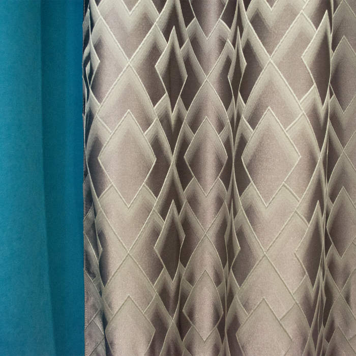Set draperii Velaria romb gri cu turcoaz, 2x140x280 cm [3]