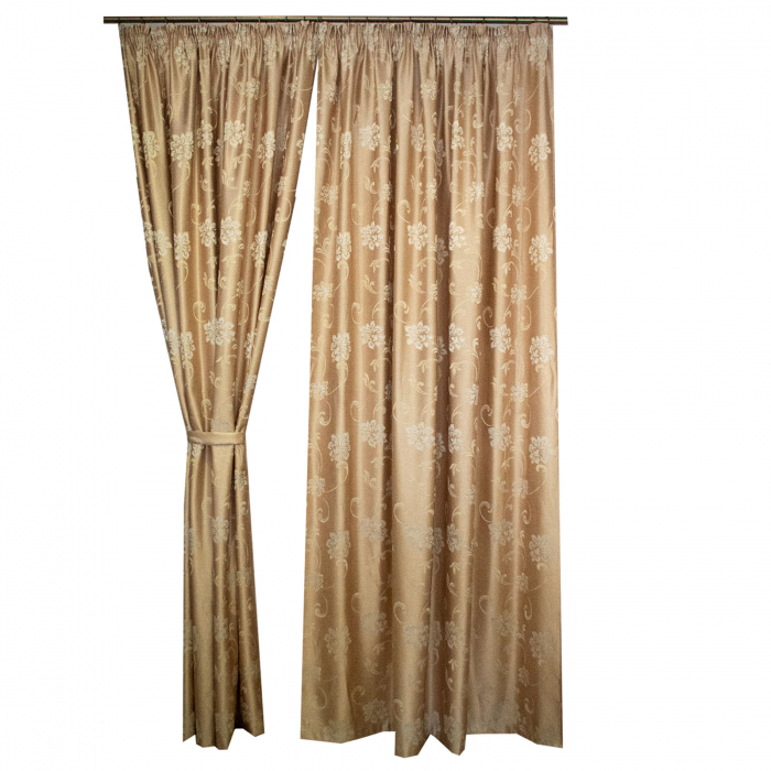 Set draperii Velaria tafta flori 3D bej, 2*165x260 cm [2]