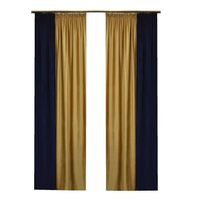 Set draperii Velaria catifea navy cu bej, 2x150x260 cm [2]