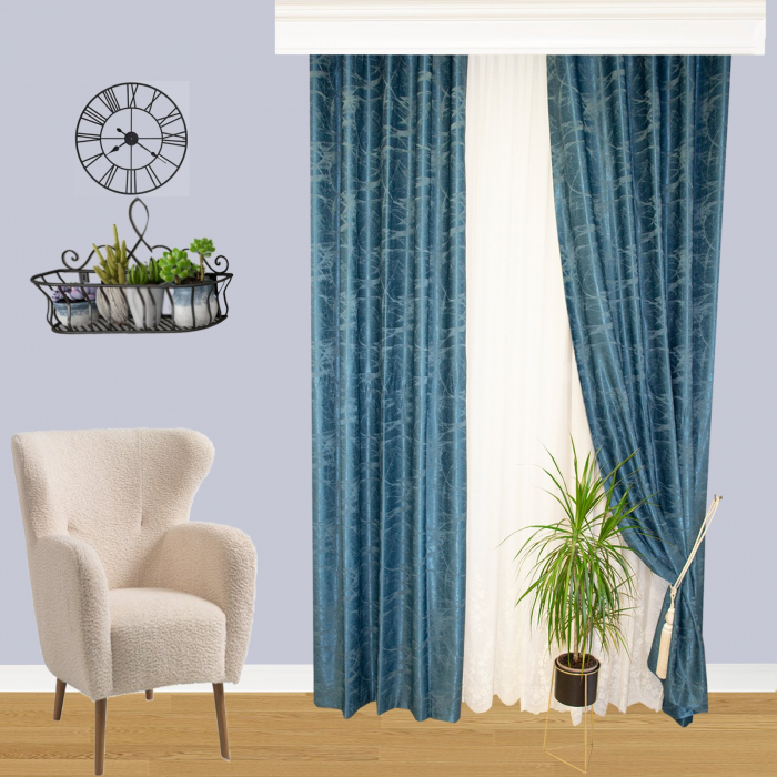 Set draperii Velaria albastre cu rejansa, 2x150x260 cm [3]
