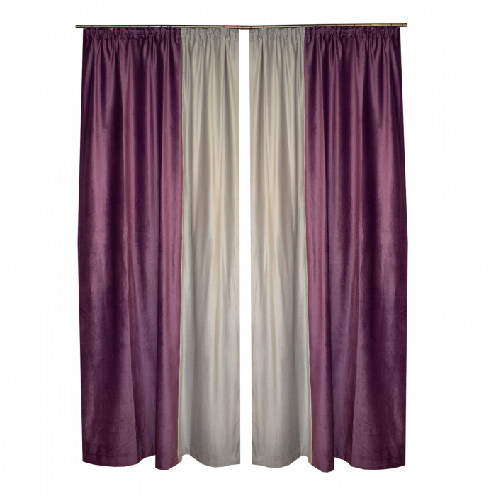 Set draperii Velaria catifea mov-gri, 2*130x260 cm [2]