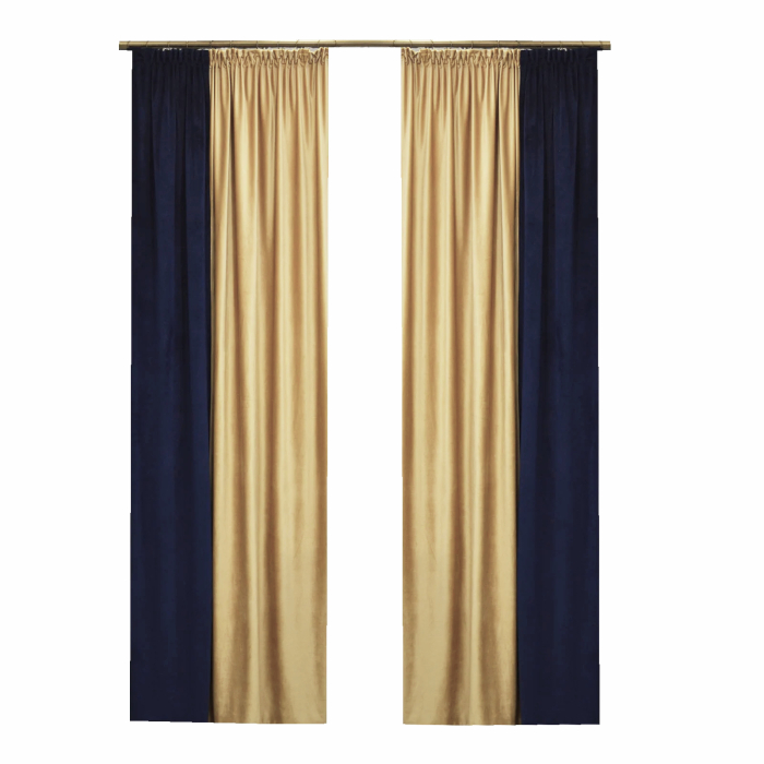 Set draperii Velaria catifea navy cu bej, 2x150x260 cm [2]