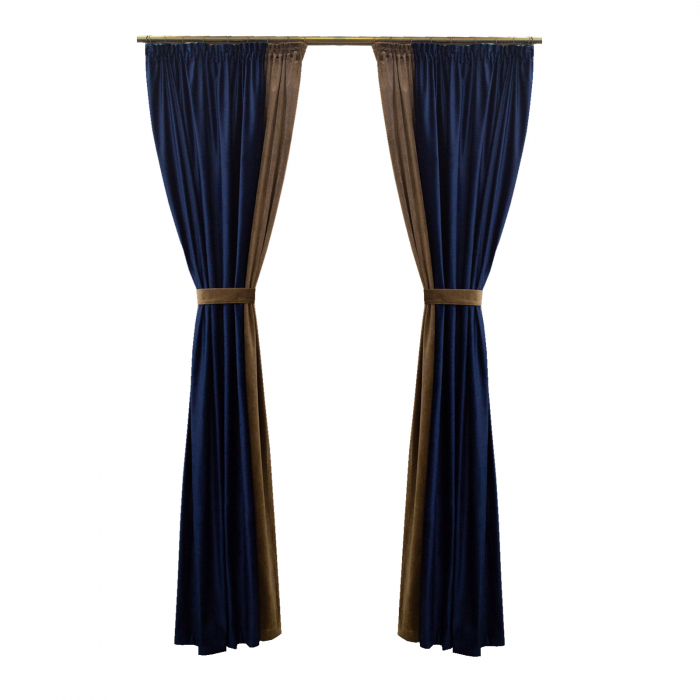 Set draperii Velaria catifea navy cu maro, 2x140x260 cm [1]