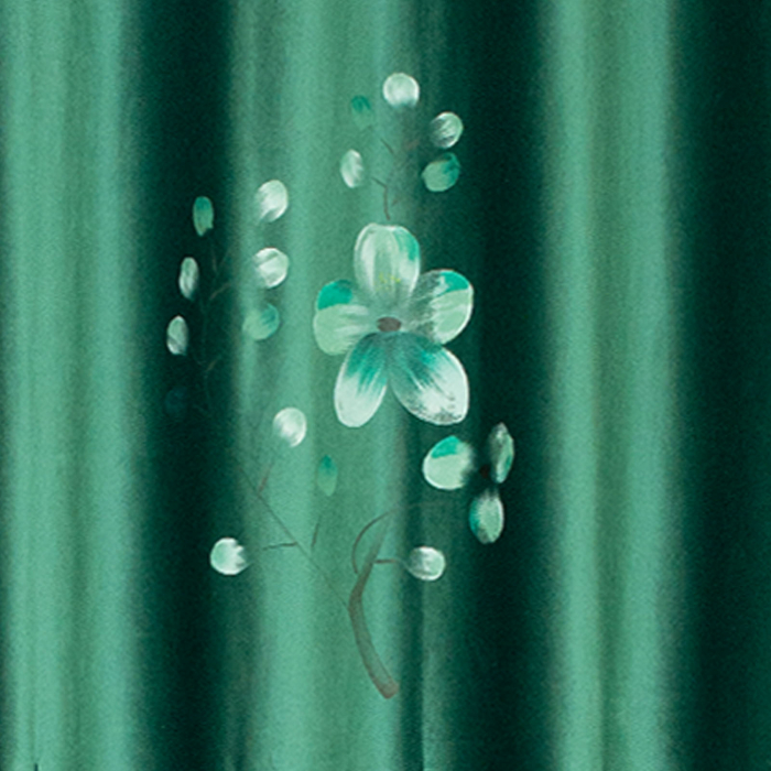 Set draperii Velaria catifea orhidee verde cu rejansa, 2*200x260 cm [3]