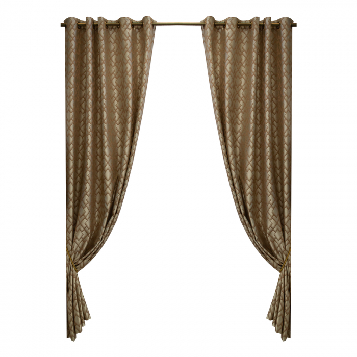 Set draperii Velaria romburi bej cu capse, 2x135x260 cm [1]