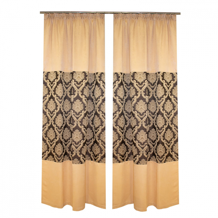 Set draperii Velaria wenge cu imprimeu baroc, 2*125x260 cm [2]