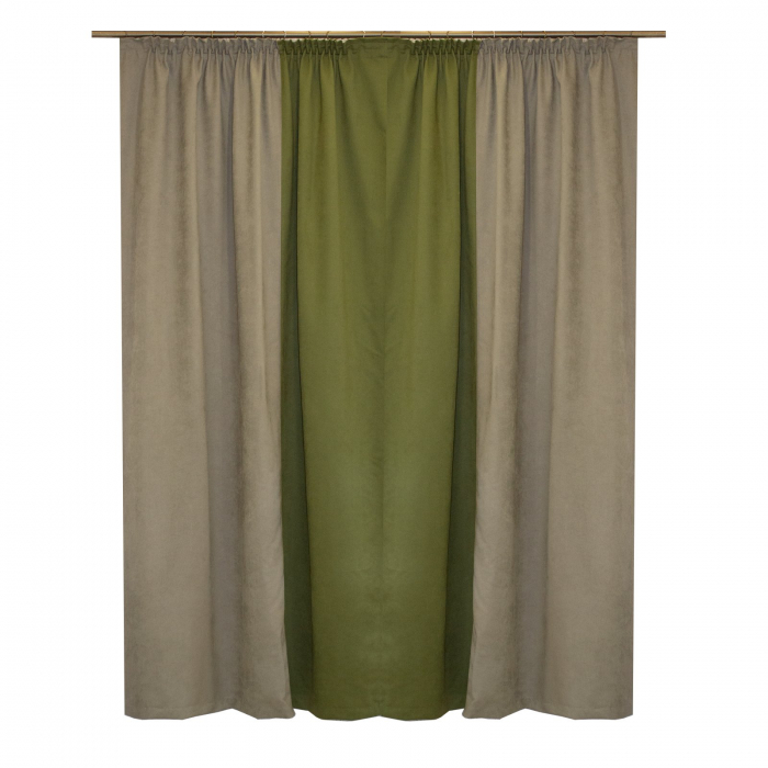 Set draperii Velaria suet verde cu gri, 2x140x250 cm [2]