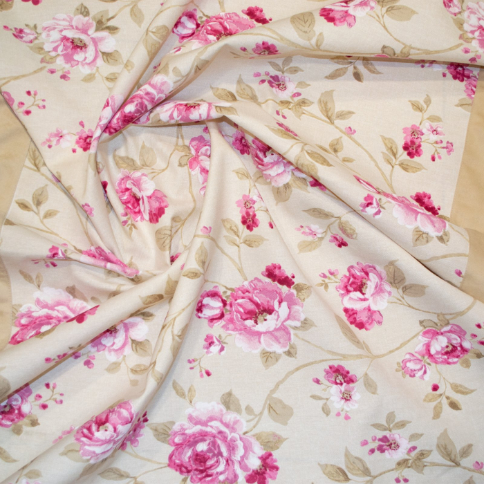 Set draperii Velaria flori roz si 2 parti de culoare bej, 2*135x280 cm [2]