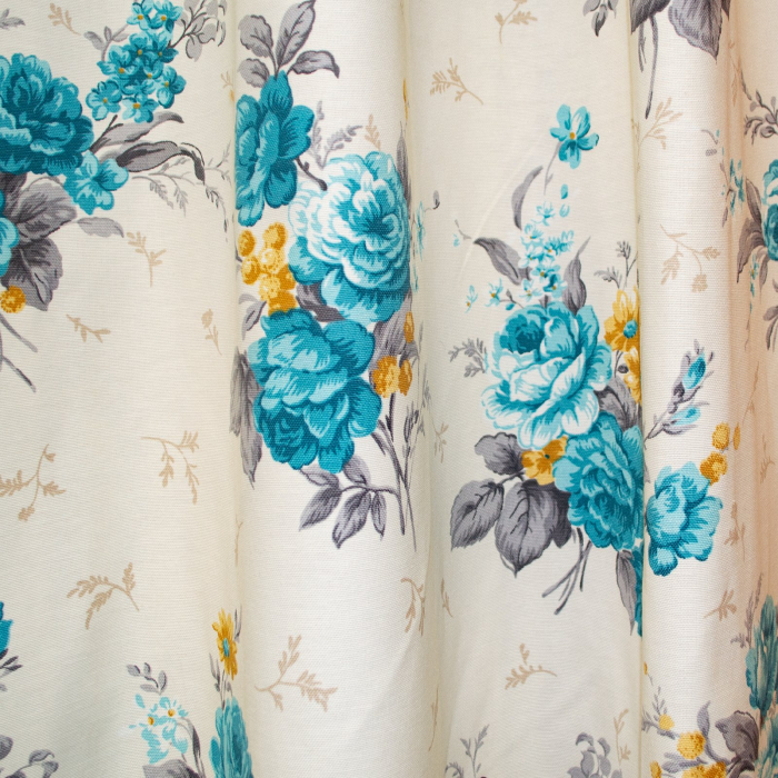 Set draperii Velaria cu flori turquoise si parte caramizie, 280x225 cm [2]
