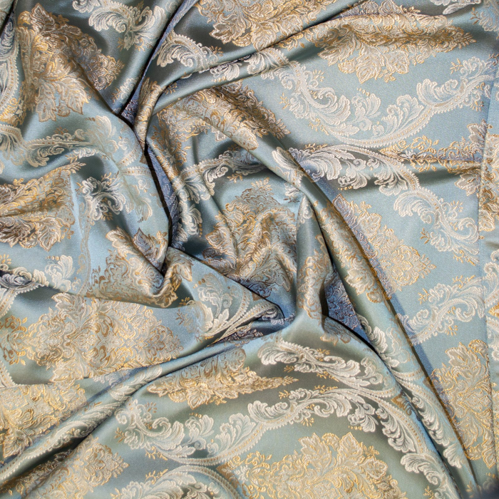 Set draperii Velaria turcoaz cu imprimeu baroc, 2*150x260 cm [3]