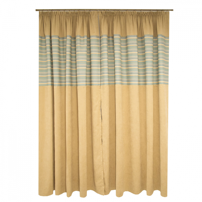 Set draperii Velaria bej cu dungi turcoaz, 2*190x240 cm [2]
