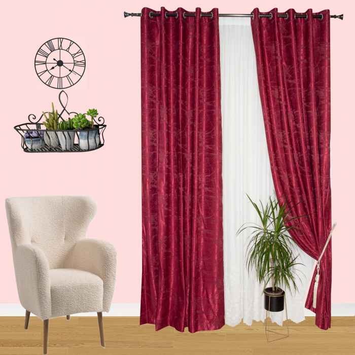 Set draperii Velaria grena cu capse, 2x150x260 cm [3]