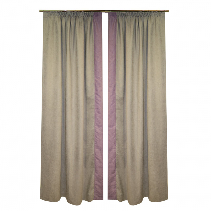 Set draperii Velaria gri cu dungi lila, 2x115x240 cm [2]
