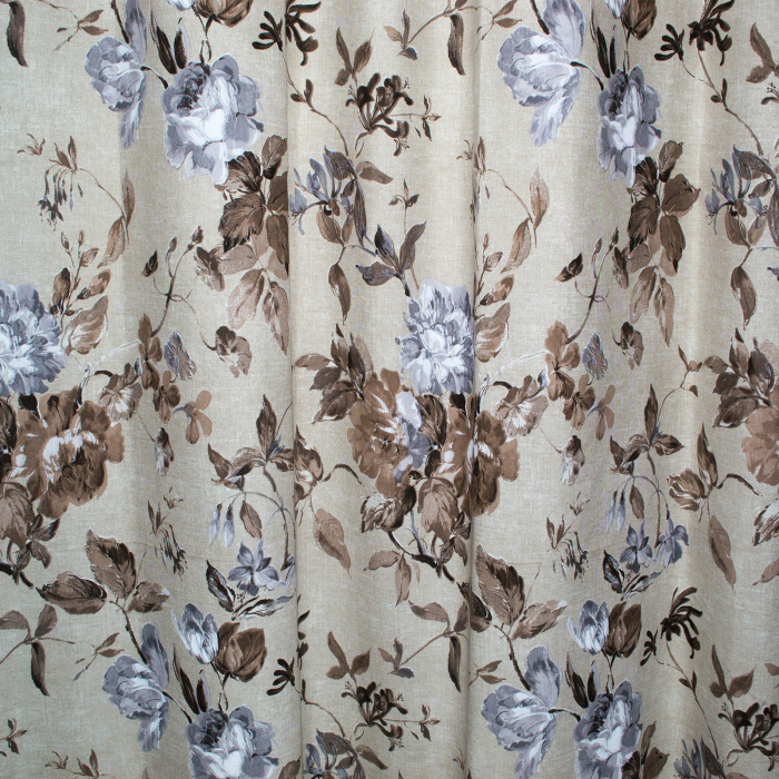 Set draperii Velaria in flori brown cu capse, 2*225x230 cm [2]