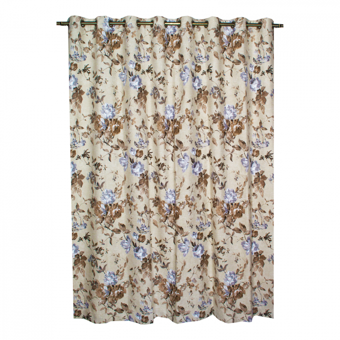 Set draperii Velaria in flori brown cu capse, 2*225x230 cm [3]