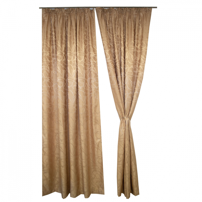 Set draperii Velaria jacard auriu cu imprimeu geometric [3]