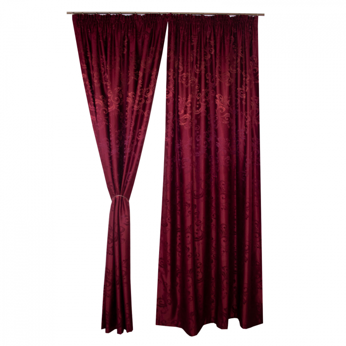 Set draperii Velaria jacard grena cu imprimeu floral [3]