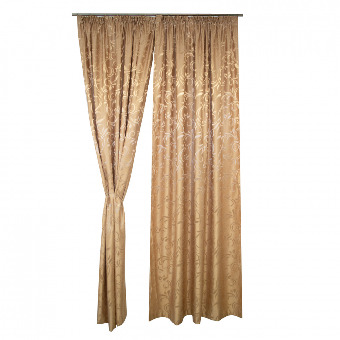 Set draperii Velaria jacard auriu cu imprimeu floral [3]
