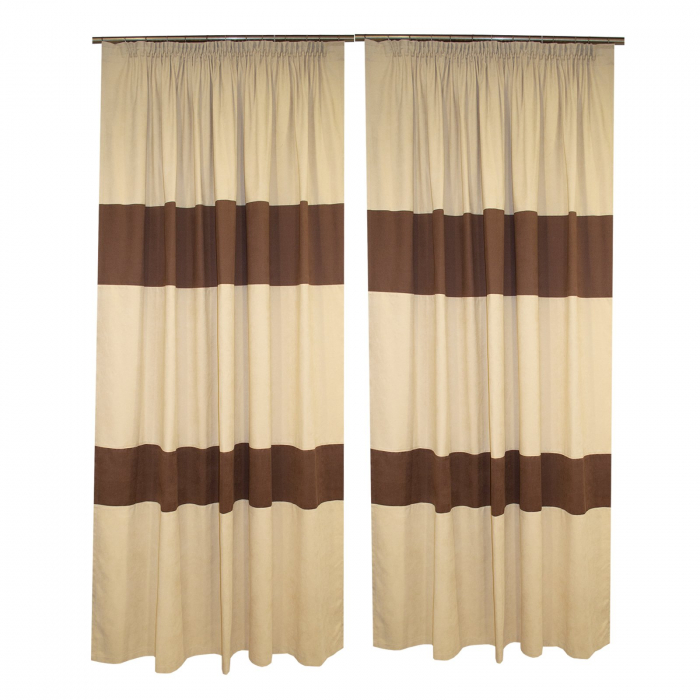 Set draperii Velaria crem cu dungi maro, 2*190x245 cm [2]