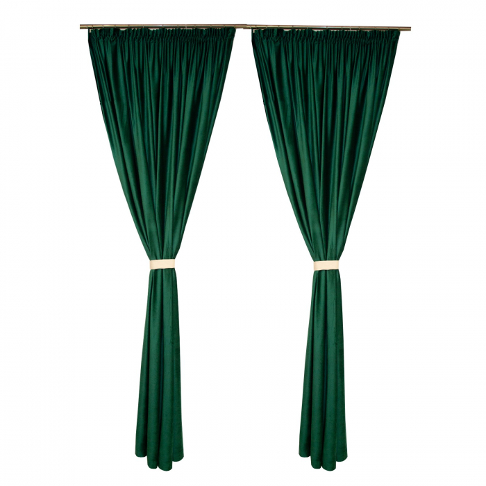 Set draperii Velaria catifea verde smarald cu rejansa, 2*210x250 cm [2]