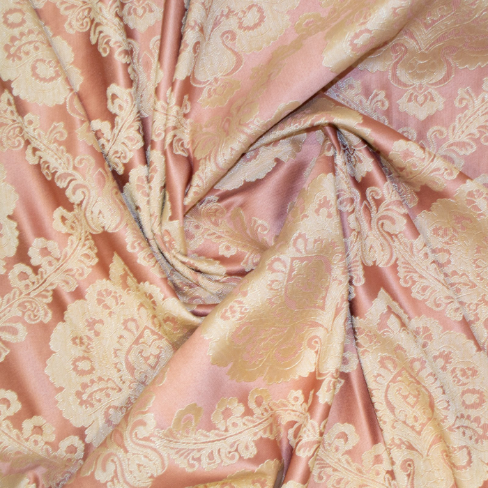 Set draperii Velaria de culoare roz prafuit si model baroc, 2*135x247 cm [2]