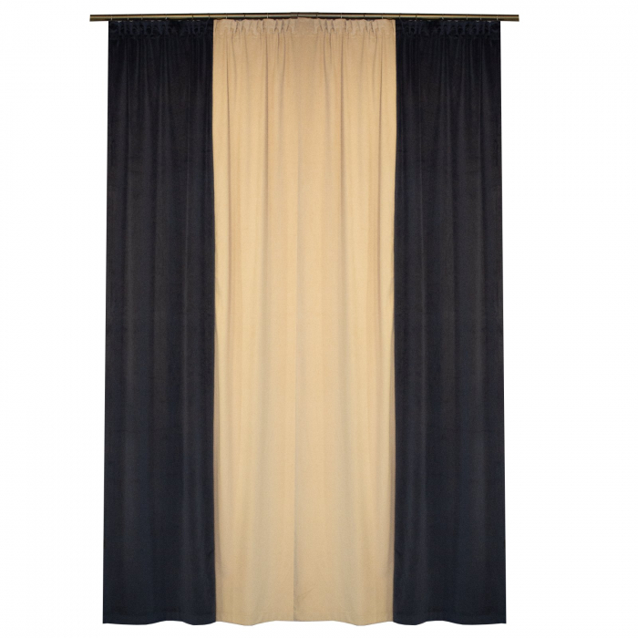 Set draperii Velaria catifea albastra cu ivoire, 2x125x240 cm [2]