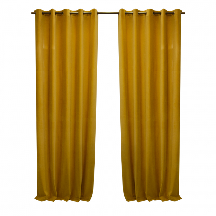 Set draperii Velaria catifea yellow cu capse, 2x150x280 cm [1]