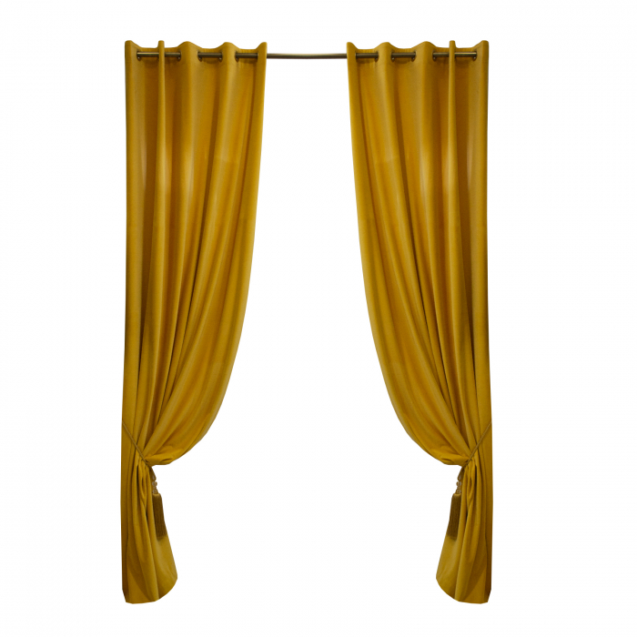 Set draperii Velaria catifea yellow cu capse, 2x150x280 cm [2]