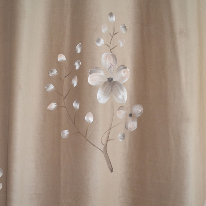 Set draperii Velaria catifea orhidee bej cu rejansa, 2*200x260 cm [4]