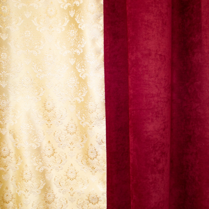 Set draperii Velaria baroc auriu cu grena pe verticala, 2x160x245 cm [2]