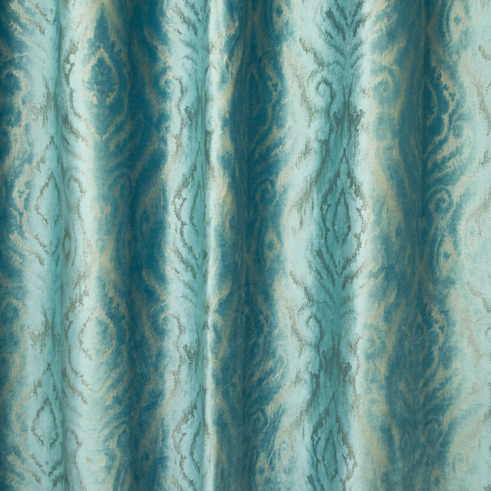 Set draperii Velaria catifea turcoaz cu imprimeu, 2x150x265 cm [2]